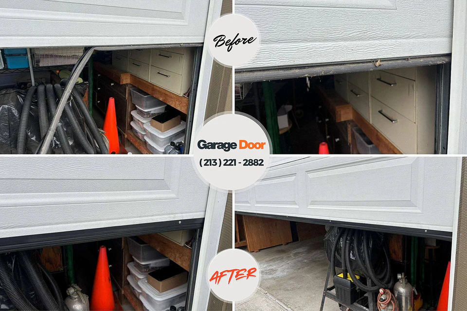 Before and after: garage door repair Highland Park, PA